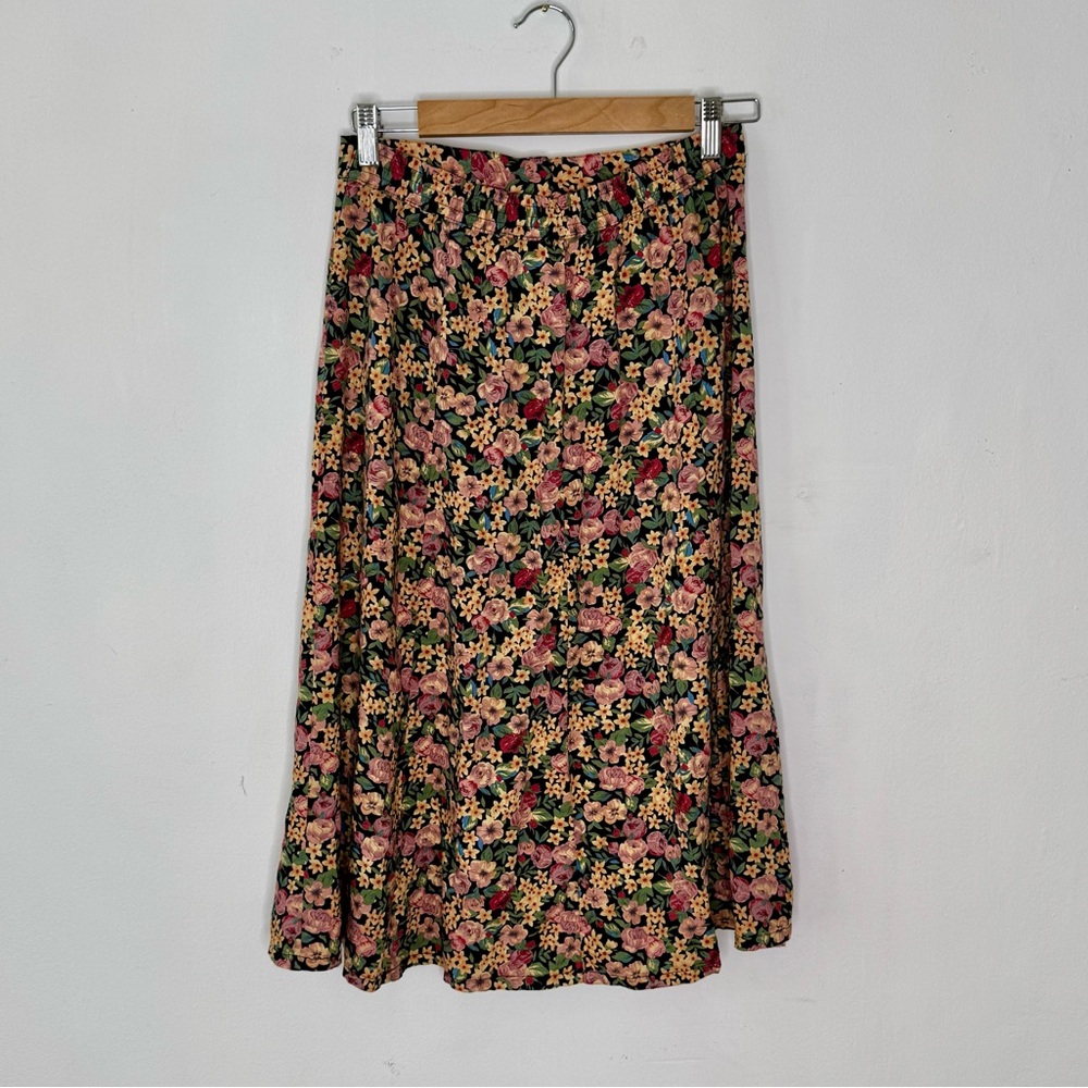 Vintage VTG 90s Y2K Floral Sundress Midi Button Front Midi Skirt Sz Med